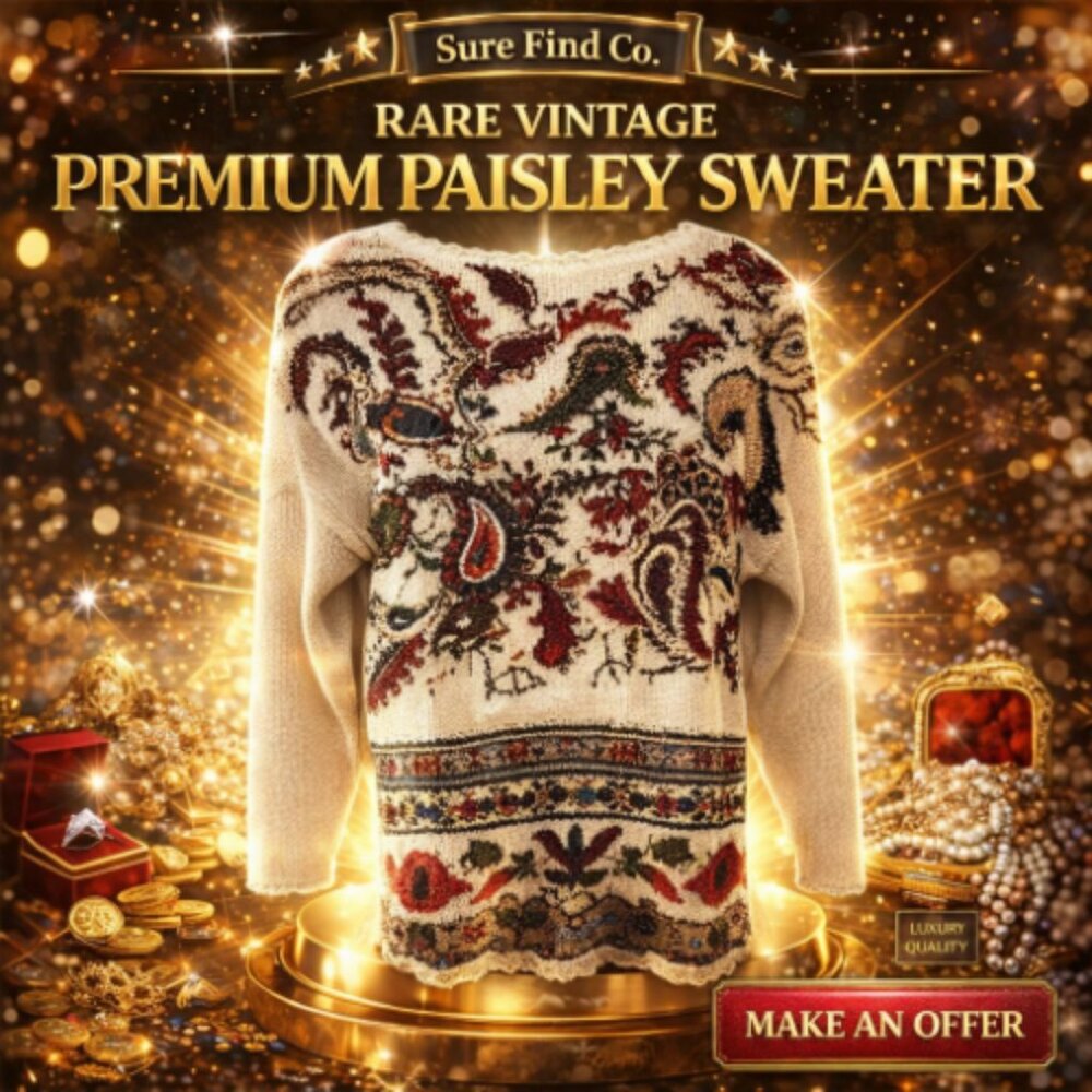 NWT Vtg Casual Corner 90's Embroidered Paisley Knit Sweater Cottegecore Boho W M